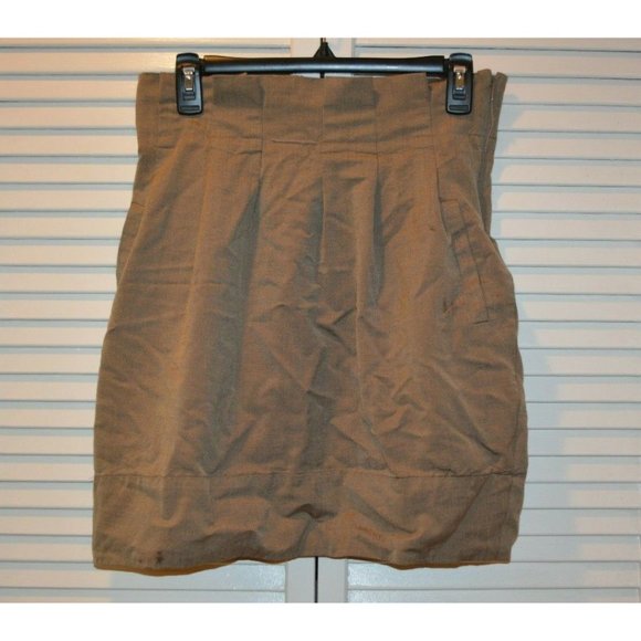BCBG Pleated Skirt BCBGMAXAZRIA A-Line Pleated Work Skirt Brown Size 4 USA - Picture 3 of 12